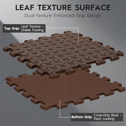 18 Pcs EVA Foam Floor Tiles, Puzzle Exercise Mat Set for Gym - color: Brown