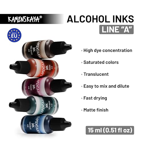 Alcohol Ink Set - 34 Color Variations - Set #18-4 Alcohol Inks x 0.51 fl oz (15 ml) | Highly Concentrated Dyes, Lightfast, Translucent and Vibrant Colors – For Painting and Epoxy Resin – Made in the EU - color: 18, style: Basic 'A' line