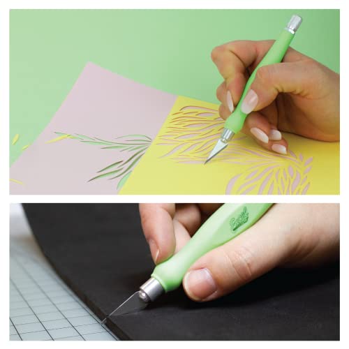 Excel Blades Fit Grip Craft Knife With #11 Ultra-Sharp Carbon Steel Angled Blade – Precision Hobby Knife With Contoured Rubberized Grip For DIY, Art Crafts, And Model Projects – Green, Made in the USA - color: Green