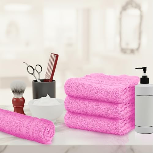 24 Pack Pink Hand Towels 100% Cotton Spa Towel – 16x27 inches Highly Absorbable Facial Towels Gym, Hair, Face, Bulk Small Towels (Not Bleach Proof) - color: Pink, size: HAND TOWEL PACK OF 24 16X27