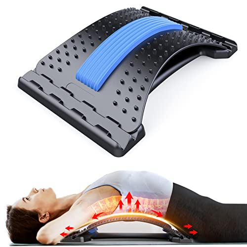 MINOLL Back Stretcher for Lower Back Pain Relief, Multiple Level Adjustable Arch Lumbar Back Cracker Board, Back Cracking Device, Back Massager for Scoliosis, Spine Decompression Support - color: Black