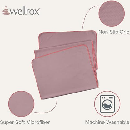 Wellrox Microfiber Yoga Mat Towel with Grip – Ultra Absorbent, Super Soft, and Quick Dry Hot Yoga Towel Non Slip for Pilates, Bikram, and Fitness Workouts (74” x 26”, Rose) - color: Rose