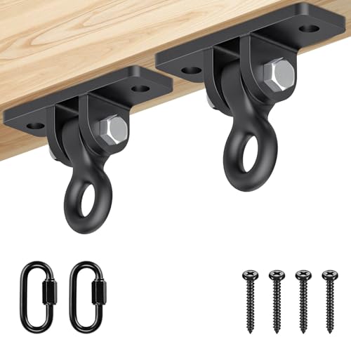Dolibest Heavy Duty Swing Hangers, Porch Swing Hanging Kit, Black Cast Iron Swing Hooks,Swing Set Hardware w/Wood Screws for Playground, Porch, Wooden Sets, Indoor & Outdoor Use, 180° Rotation (2Pack) - color: Black3-2pcs