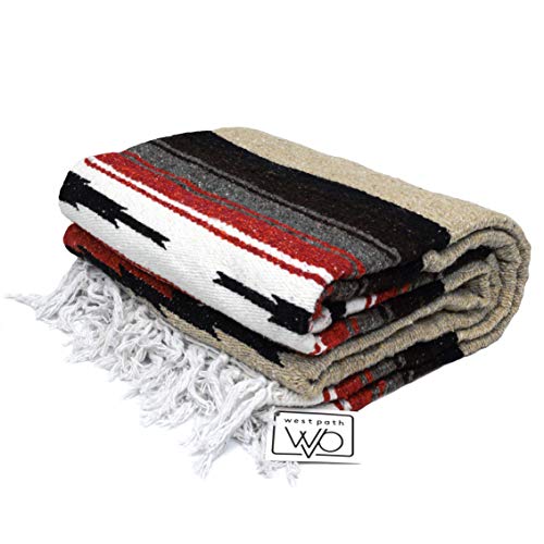 Open Road Goods Mexican Diamond Blanket - XL Heavyweight Yoga Blanket – Handmade in Mexico - Thick Boho Serape Saltillo Style Throw for Beach, Picnic, Home, Camping and More! (Autumn Earth) - color: Autumn Earth