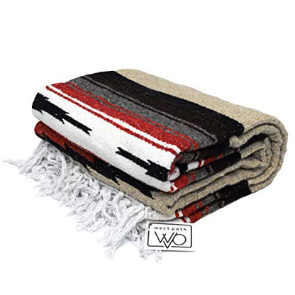 Open Road Goods Mexican Diamond Blanket - XL Heavyweight Yoga Blanket – Handmade in Mexico - Thick Boho Serape Saltillo Style Throw for Beach, Picnic, Home, Camping and More! (Autumn Earth) - color: Autumn Earth