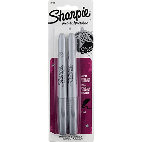 Sharpie Metallic Permanent Markers, Fine Point, Silver, For Black Paper or Dark Surfaces, Arts & Crafts, Posters (Pack of 12) - size: 1 Count (Pack of 12)