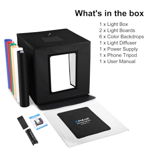 PULUZ Light Box Photography, 24x24 inch Large Photo Studio Light Box, Professional Dimmable Photo Booth with 120 LED Lights & 6 Backdrops for Jewelry and Food Items Product Photography - size: 24*24 Inch
