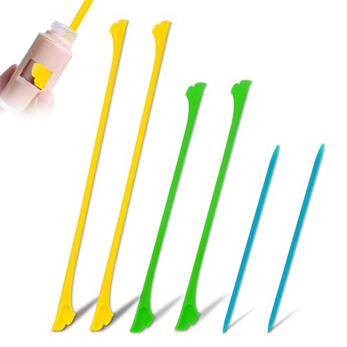 Silicone Spatula Set (6Pcs) - Dual-Ended Mini Scraper & Applicator for Zero Waste Cosmetics, Kitchen Food Jars, and Crafts. Thin Jar Spatula in 3 Versatile Sizes, Easy to Clean.