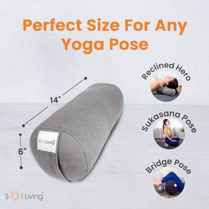 Pranayama Yoga Bolster Meditation Pillow - color: Grey, size: Cylindrical 14" x 6"