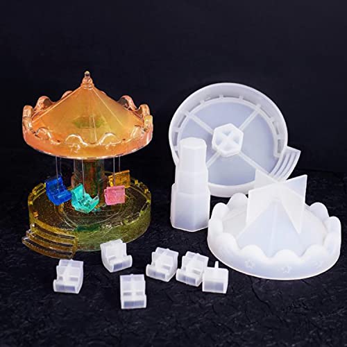 Woohome Silicone Resin Molds Carousel, Rotary Flying Chair Resin Molds, Silicone Molds for Epoxy Resin, DIY Carousel Molds for Office, Home Decor