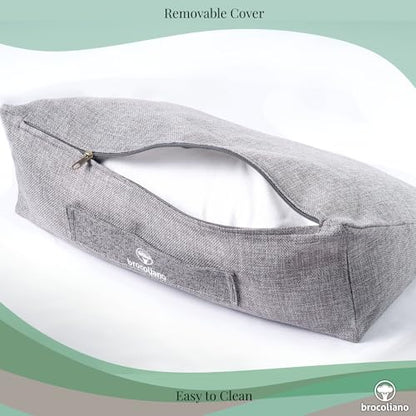 Meditation Cushion – Ergonomic Zafu Pillow for Yoga and Mindfulness – Washable Cover, Natural Buckwheat Fill, Premium Fabric (Cotton Blend/Polyester Variant) (Steel Gray, Medium) - color: Steel Gray
