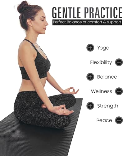 ROMIX Yoga Mat Thick 10Mm, Non-Slip Exercise Mat, 72 X 24 In, NBR - color: Black