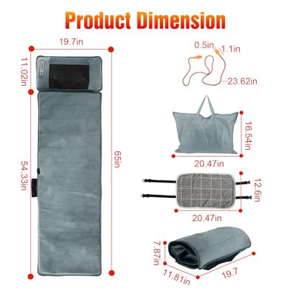 Full Body Massage Mat with Heat, Back Massage Pad with Detachable Neck Massager, with 10 Vibration Motors, Multifunctional Body Massager Fathers Days Gift for Dad - size: 65x19.7x3.94in