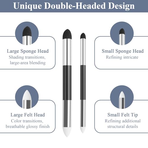 148PCS 12 Sizes Blending Stumps and Tortillion for Drawing Artist Sketch | Premium paper material, reusable, with 2 blending sponge pens, for artist charcoal sketch drawing