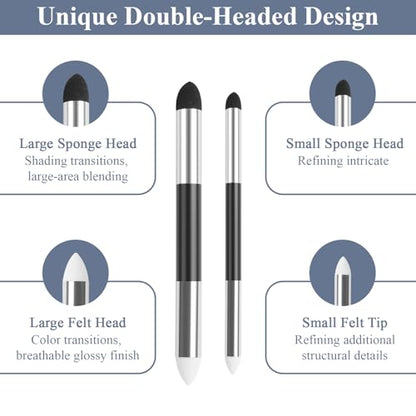 148PCS 12 Sizes Blending Stumps and Tortillion for Drawing Artist Sketch | Premium paper material, reusable, with 2 blending sponge pens, for artist charcoal sketch drawing