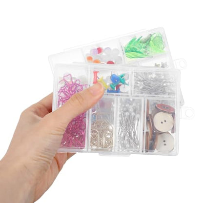 4 Pack Plastic Organizer Box with Dividers, Clear Compartment Organizer Box | Travel Small Bead Organizer for Jewelry Fishing Tackles Earring Rhinestones Beads, Small Storage Containers for DIY Crafts