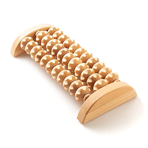 tuuli Wooden Foot Massager, Grooved Muscle Roller, Helps Ease Muscle Tension and Improve Blood Circulation, Natural Wood Therapy Massage Tools for Feet (M) - size: M