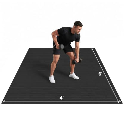 THAILE Large Exercise Mat, 7'x5'/6'x4'/8'x6'/10'x6', 8mm PVC Workout Mat - size: 6x4
