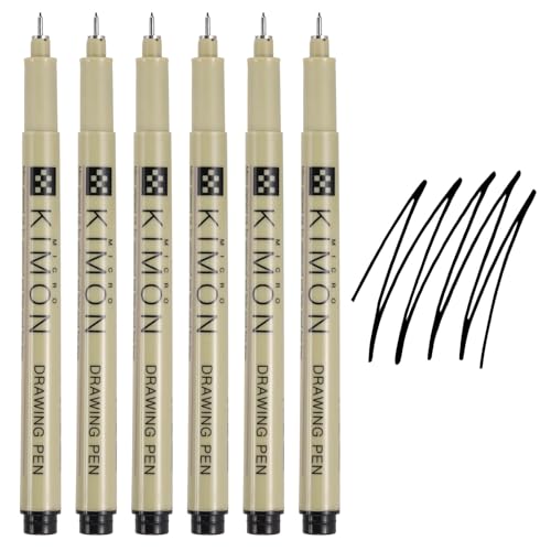 PATIKIL Fineliner Pens, 0.2mm Fine Points Drawing Pen Waterproof Inking Markers Liner Artist Watercolor Supplies Drawing Kit for Adult Sketching Journaling, Pack of 6 - style: 0.2mm Fine Points