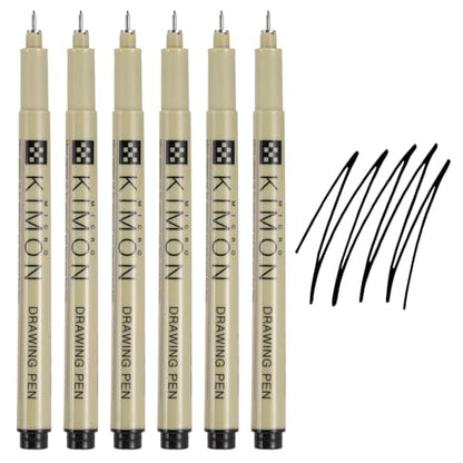 PATIKIL Fineliner Pens, 0.2mm Fine Points Drawing Pen Waterproof Inking Markers Liner Artist Watercolor Supplies Drawing Kit for Adult Sketching Journaling, Pack of 6 - style: 0.2mm Fine Points