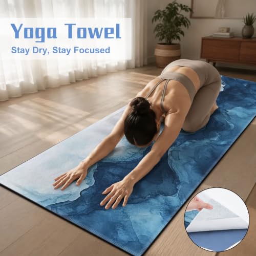 Yoga Mat Towel, Hot Yoga Non Slip with 4 Corner Pockets, 74 x 26 in - color: Mountain-01, size: Large