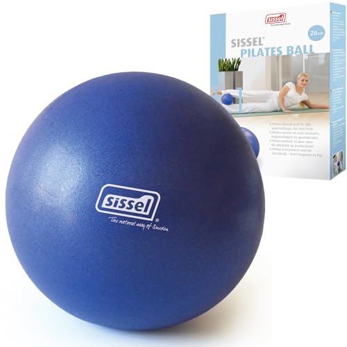 SISSEL Pilates Soft Ball Gray | 8.5 in | Phthalate- & Latex-Free PVC | for Deep Relaxation & Muscle Strengthening | 340 lbs Capacity | Includes Exercise Guide - color: Blue, size: 10"