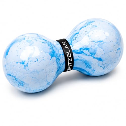 FITZELAR Double Lacrosse Massage Ball for Myofascial Release, Quality Certification, Massage Deep Tissue for Waist Back Feet, Trigger Point Therapy, Muscle Knots, Peanut Massage Ball for Muscle Pain - color: Blue