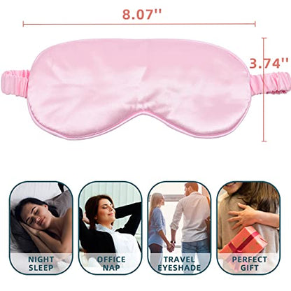 LERSVICVIL Sleep Masks 4 Pack Silky Eye Cover Soft Satin Blindfold Elastic Strap Night Eye Shade for Women Men - color: Black, Silver, Pink and Navy