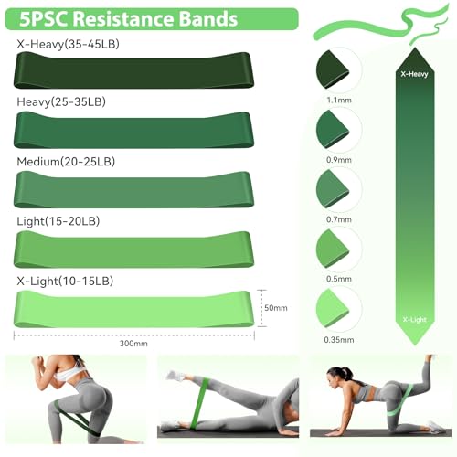 HASHMUST Pilates Ring Kit 12 PCS for Women, Home Workout Equipment with Magic Circle, Mini Exercise Ball, Resistance Bands, Massage Lacrosse, Yoga Strap, Full-Body Fitness Set for Toning & Gift - color: Green