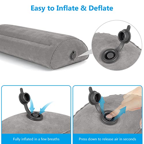 USHMA Inflatable Bolster Pillow, Half Moon Pillow for Legs, Knees, Lower Back & Head | Semi Roll Pillow for Bed, Sleeping | Knee Pillow for Side, Back Sleepers - Ankle & Knee Support - Leg Elevation