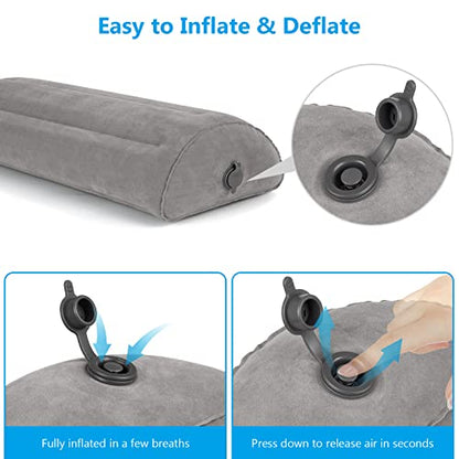 USHMA Inflatable Bolster Pillow, Half Moon Pillow for Legs, Knees, Lower Back & Head | Semi Roll Pillow for Bed, Sleeping | Knee Pillow for Side, Back Sleepers - Ankle & Knee Support - Leg Elevation