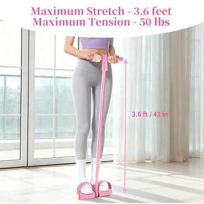 Pedal Resistance Band with Handle, Upgraded 6-Tube Exercise Bands - color: Pink