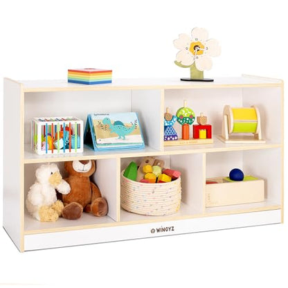 WINGYZ Montessori Shelf, 5-Section Wooden Storage Cabinet, FSC Safety 45" L - size: 43.3"D x 12"W x 24"H