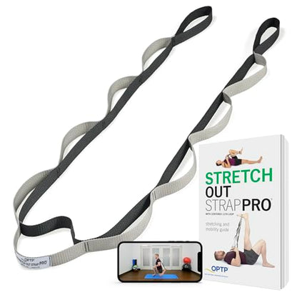 OPTP Stretch Out Strap Pro with Exercise Book, 11 Loops USA-Made Yoga Strap
