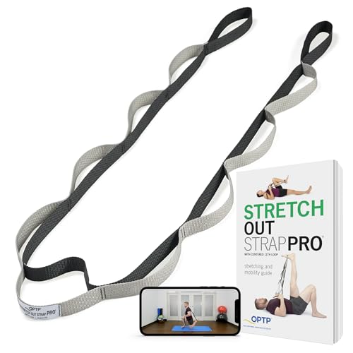 OPTP Stretch Out Strap Pro with Exercise Book, 11 Loops USA-Made Yoga Strap