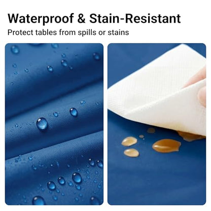 Auros 10-Pack Blue Plastic Table Cloth, 84" Round Disposable Table Cover | Waterproof, Spill-Proof & Throw Away Table Cloth, Easy Cleanup for Party, Birthday, Wedding, Graduation, Picnic, Sky Blue - color: Sky Blue, size: 84" Round
