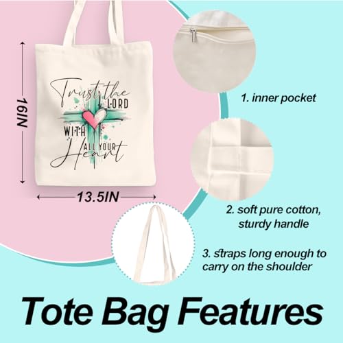 Inspirational Christian Gifts Canvas Tote Bag for Women, Christmas Friendship Birthday Religious Grocery Bags - color: Lordheart