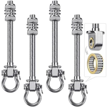 SELEWARE 4 Pcs Heavy Duty Bearing Swing Hangers Stainless Steel Swing Hooks | 7" x M2/5" Swing Bolt for Wood and Steel Beam, Swing Sets Hardware for Hammock, Yoga, Porch Swing, Heavy Bag, 1500LB Capacity - color: 4 Pack Bearing Hangers (7" X M2/5" Threade