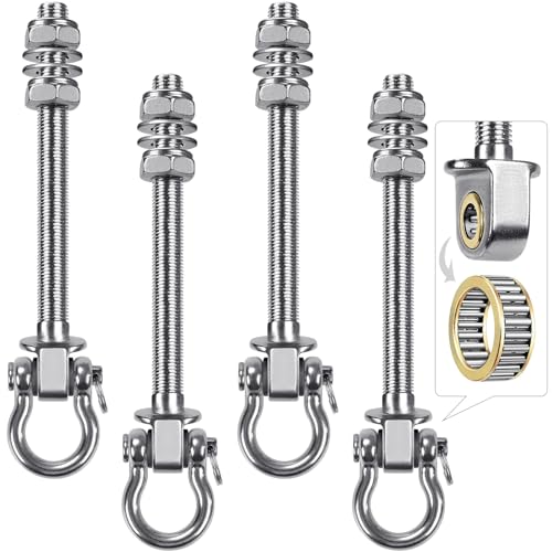 SELEWARE 4 Pcs Heavy Duty Bearing Swing Hangers Stainless Steel Swing Hooks - color: 4 Pack Bearing Hangers (7" X M2/5" Threaded Rod)