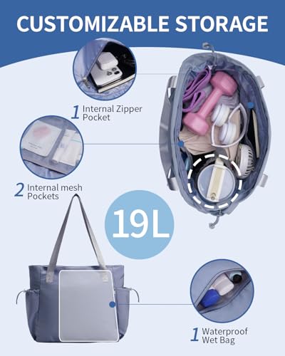 sportsnew Yoga Mat Bag Waterproof Tote Gym Bag Mat Carrier W/Wet Pocket - color: Gray Blue