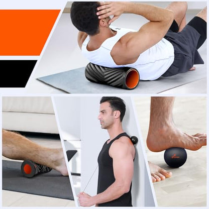 Sportneer 4 in 1 Pilates Foam Roller Muscle Relax Kit - color: Black