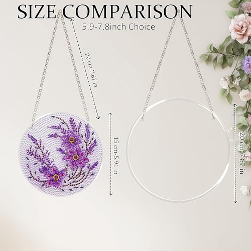 Eiflow Glass Diamond Art Hanging Kit for Adults, DIY Diamonds Painting Door Hanging Board Kit, Special Crystal Diamond Art Painting Pendant Ornament (Purple Flower) - color: Purple Flower