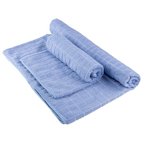 Yoga Mat Towel and Gym Towel Set - 2-Piece Non Slip Set for Hot Yoga, Pilates, and Gym - 72” x 24” Sweat Absorbent and Quick Drying Blanket with Corner Pockets for Mats by Wakeman (Blue) - color: Blue