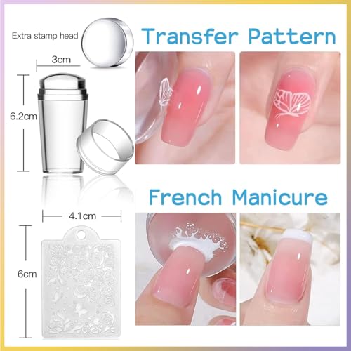 Biutee 15Pcs Nail Stamping Kit Nail Stamp Plate 8 Nail Stamping Gel Polish | 1 Nail Stamper and Scraper with Storage Bag, Nail Stamper Kit Flower Leaves Star Template Design - color: 27 Piece Set