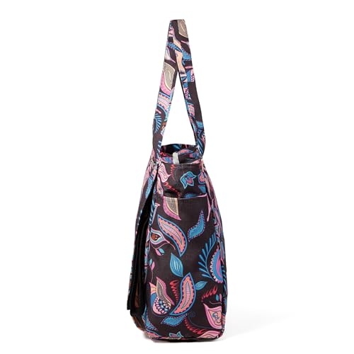 Floral Paisley Pattern Yoga Bag, Canvas Tote with Blue and Pink Design, Spacious Carrier for Yoga Mat and Accessories - color: Black