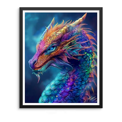 Natuyalo Paint by Numbers Kits for Adults Colorful Dragon Paint by Number for Adults Beginner Animal Drawing Paintwork with 3 Paintbrushes Acrylic Canvas Painting 16x20 Inch - color: ART-04