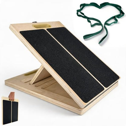 Wooden Slant Board for Calf Stretching – Adjustable Calf Stretch & Mobility Board for Squats & Exercise, Incline Board for Ankle Achilles & Foot Stretcher, Green