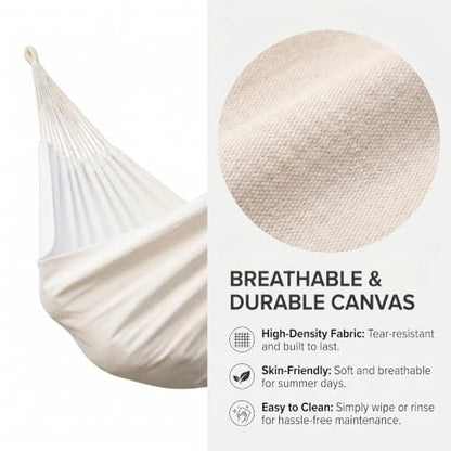 Canvas Hammock 122" Long X 59" Wide 2 Person Hammock 440 pounds Maximum Weight Applicable Scenes in Courtyard Autumn, Indoor Hanging Chairs, Beach Leisure (White, Full) - color: White, size: Full
