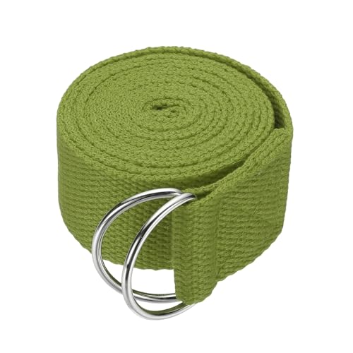 Yoga Strap for Stretching, Athletic Stretch Band with Adjustable Metal D Ring Buckle Yoga Bands - color: Dark Green, size: 5.9ft