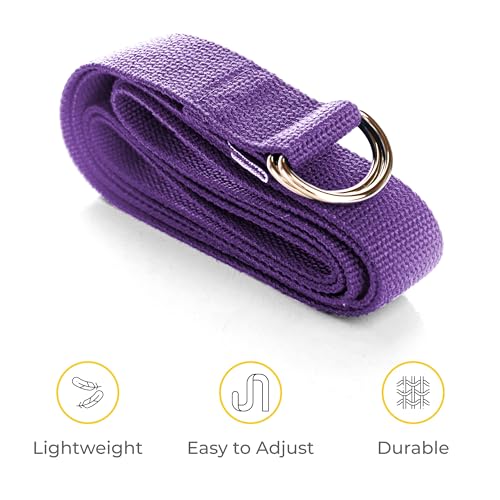 Bulk Yoga Straps, 10 Pack, 8ft, D-Ring Buckle - color: Purple